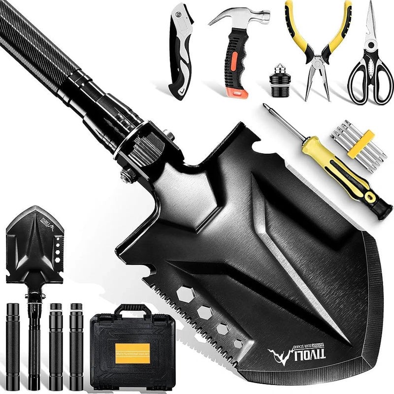 Tivoli Folding Camping Shovel Kit,Multifunctional Tactical Survival Shovel with Manganese Steel for Outdoor Off Road, Hiking, Bushcraft,Car Emergency,Entrenching Tool with Storage Case,Ideal Gift - Image 1